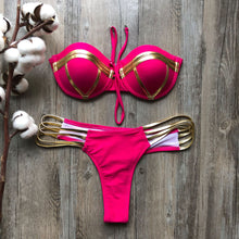 Load image into Gallery viewer, Split Hard Bag Bikini A Solid Color Swimsuit Bikini
