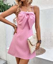 Load image into Gallery viewer, Summer Women Solid Color Barbie Strappy Bow Evening Dress
