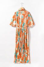 Load image into Gallery viewer, Multicolor Bohemian Tie Dye Pleated Shirt Collar Loose Jumpsuit

