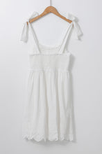 Load image into Gallery viewer, White Adjustable Tie Straps Smocked Mini Dress
