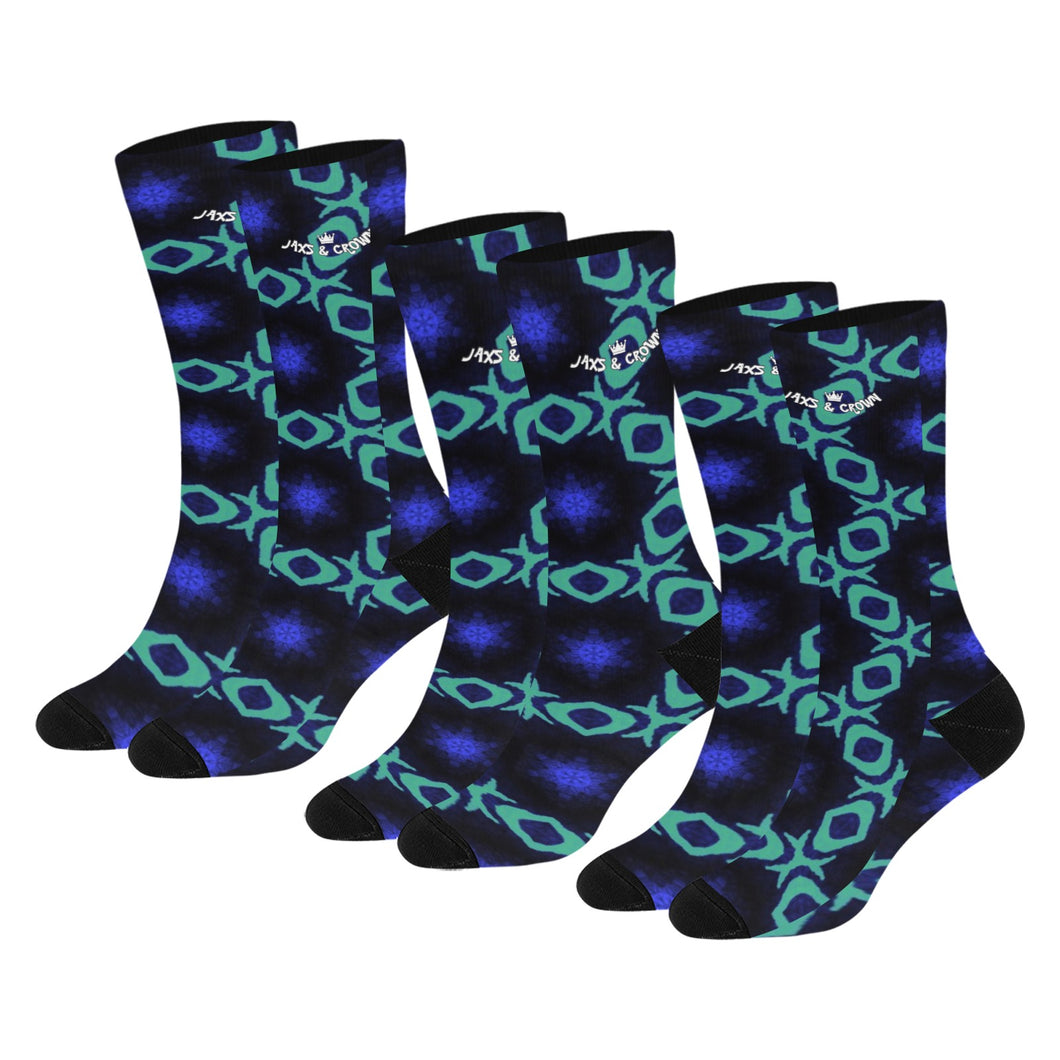 Blu/teal print Trouser Socks (3-Pack)