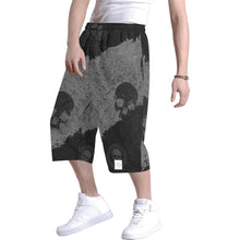 Load image into Gallery viewer, Blk /grey skull print Men&#39;s All Over Print Baggy Shorts (Model L37)
