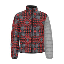 Load image into Gallery viewer, Red Harmony abstract Men&#39;s Stand Collar Padded Jacket (Model H41)
