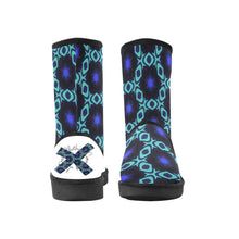 Load image into Gallery viewer, Blu/teal print Custom High Top Unisex Snow Boots (Model 047)

