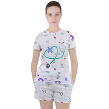Load image into Gallery viewer, Nurse/Doctors print Women&#39;s Mesh Tee and Shorts Set
