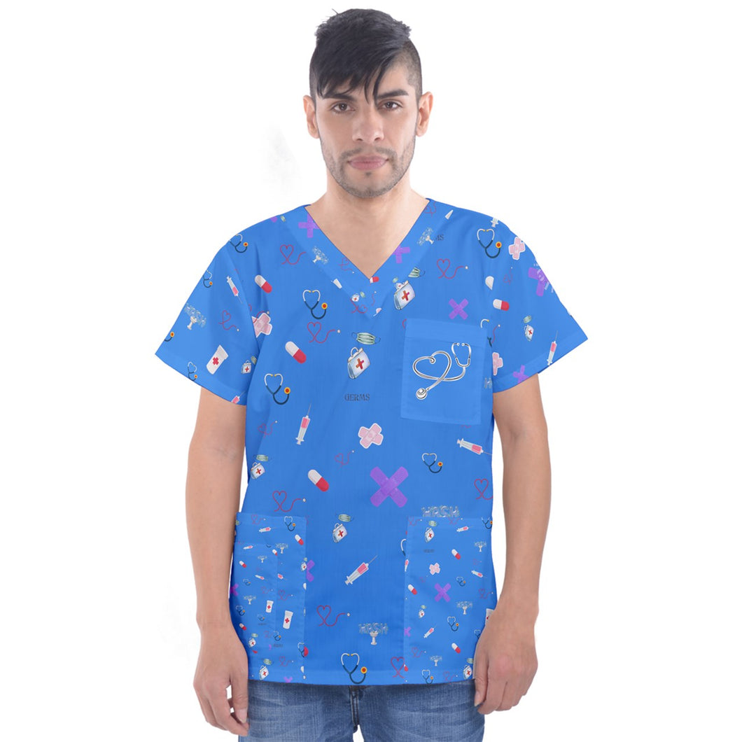 Nurse/Doctors print Men's V-Neck Scrub Top