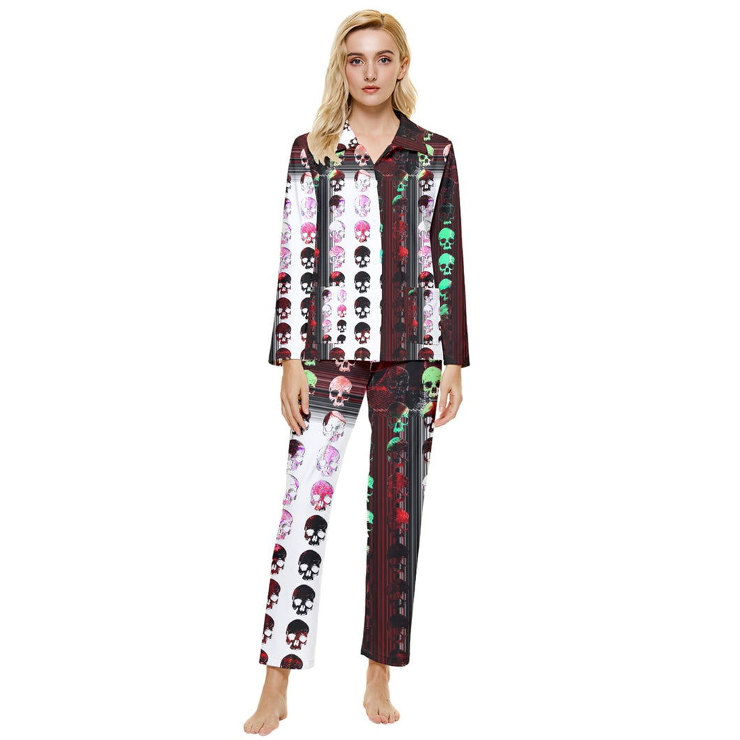 Skull print Womens' Long Sleeve Pocket Pajamas Set