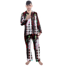 Load image into Gallery viewer, Skull print Men&#39;s Long Sleeve Satin Pajamas Set
