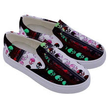 Load image into Gallery viewer, Skull print Kids&#39; Canvas Slip Ons
