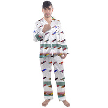 Load image into Gallery viewer, Skateboard art print boards Men&#39;s Long Sleeve Satin Pajamas Set
