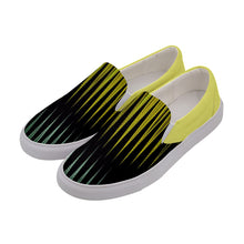 Load image into Gallery viewer, Yellow stripe print Women&#39;s Canvas Slip Ons
