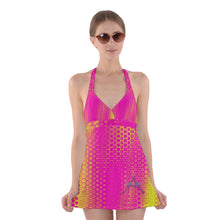 Load image into Gallery viewer, Girls n Guns pink print Halter Dress Swimsuit
