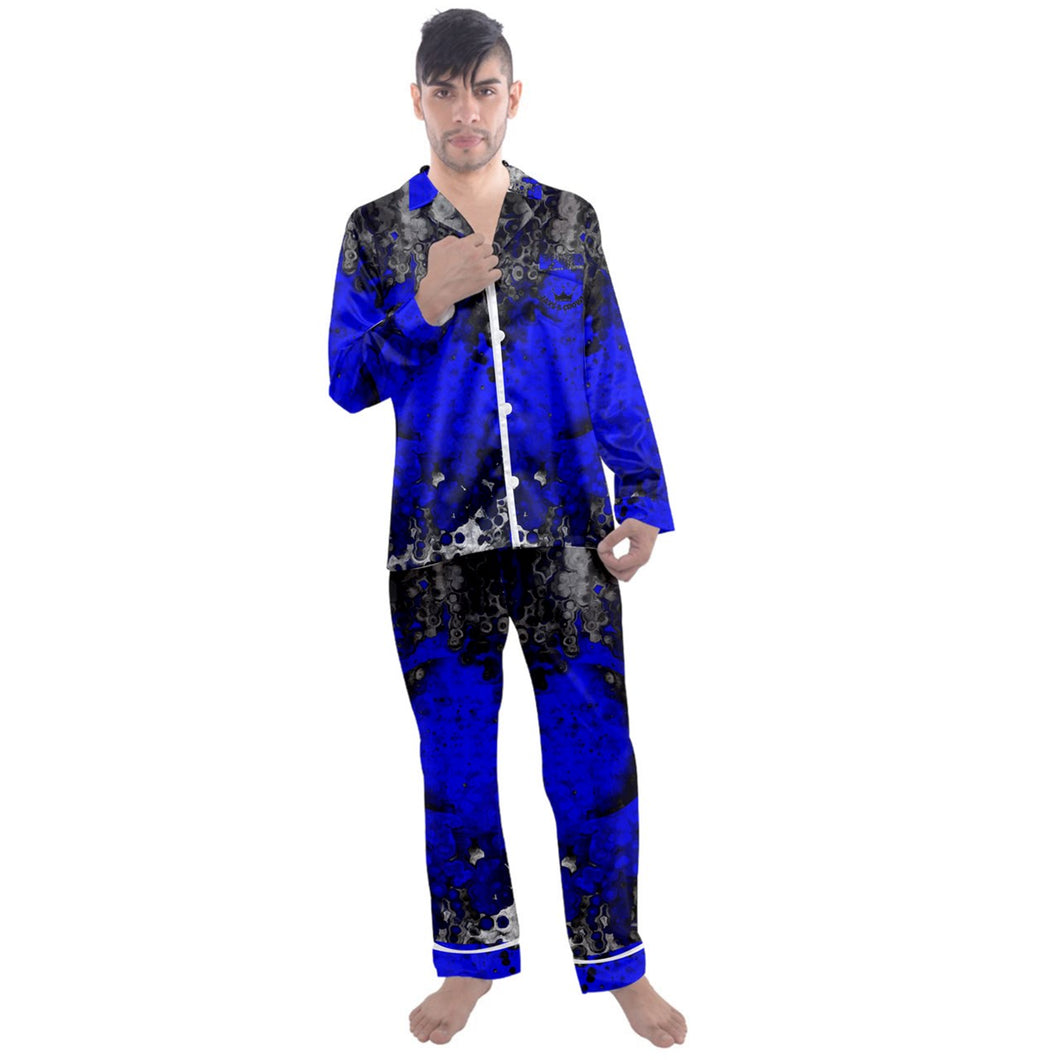 Jaxs n crown print Men's Long Sleeve Satin Pajamas Set