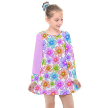 Load image into Gallery viewer, Flower print Kids&#39; Long Sleeve Dress
