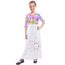 Load image into Gallery viewer, Flowers print Kids&#39; Quarter Sleeve Maxi Dress
