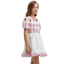 Load image into Gallery viewer, Roses pink print Kids&#39; Short Sleeve Dolly Dress
