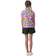 Load image into Gallery viewer, Flower print  Kids&#39; Frill Chiffon Blouse
