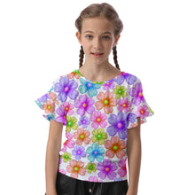 Load image into Gallery viewer, Amelia Rose flower print Kids&#39; Cut Out Flutter Sleeves
