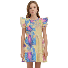 Load image into Gallery viewer, Amelia Rose princess print y/b/p97E59F7E-8CAD-49FF-8C80-CB9F7D1FA1BC Kids&#39; Winged Sleeve Dress
