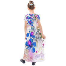 Load image into Gallery viewer, Amelia Rose princess print w/b D4F1C538-8D67-405C-8D8D-B859F259FBCD Kids&#39; Short Sleeve Maxi Dress
