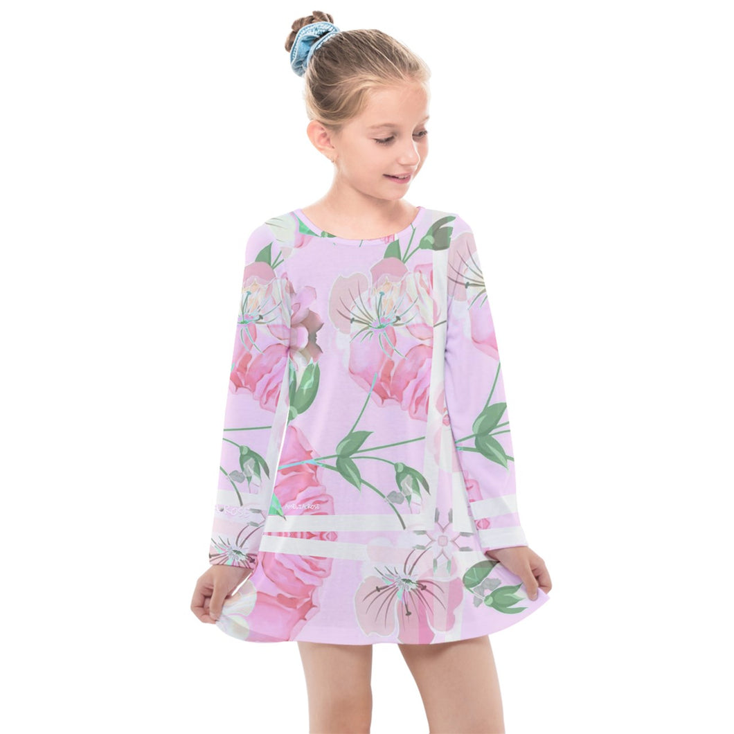 Amelia Rose print 101  kids' Long Sleeve Dress