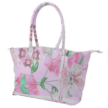 Load image into Gallery viewer, American Rose Collection, print one,01, pink with flowers print , Canvas Shoulder Bag

