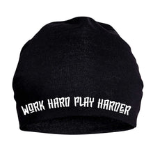 Load image into Gallery viewer, Work hard Custom Cloth Embroidery Beanie Hat - Custom Text
