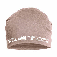 Load image into Gallery viewer, Work hard Custom Cloth Embroidery Beanie Hat - Custom Text
