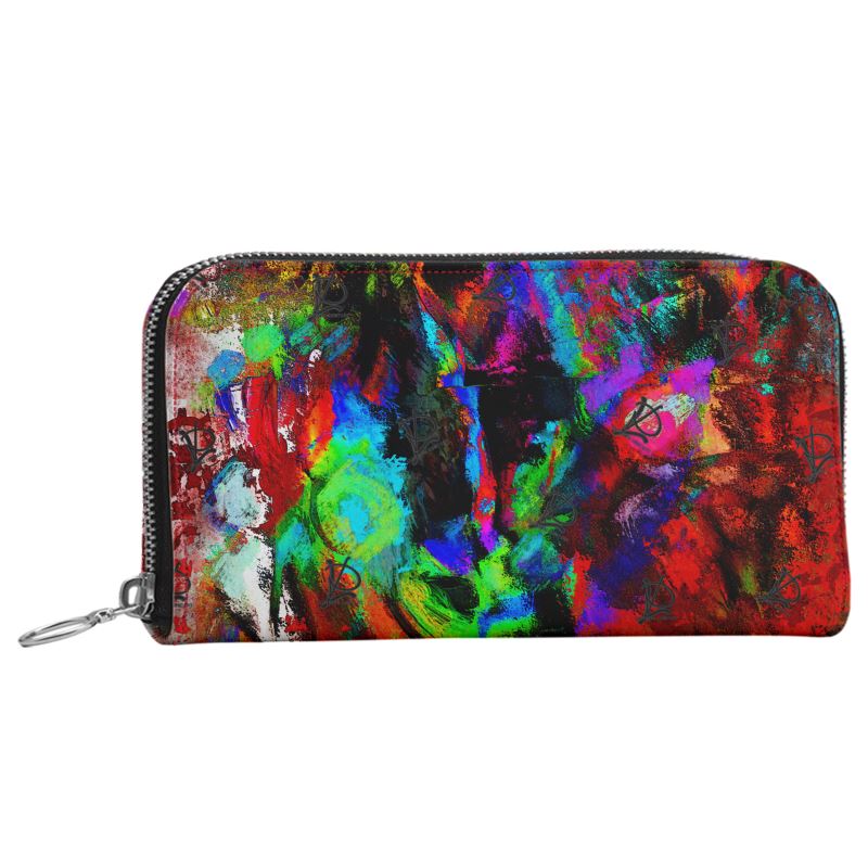 LDCC #156A Abstract Confusion designer, leather zip pouch