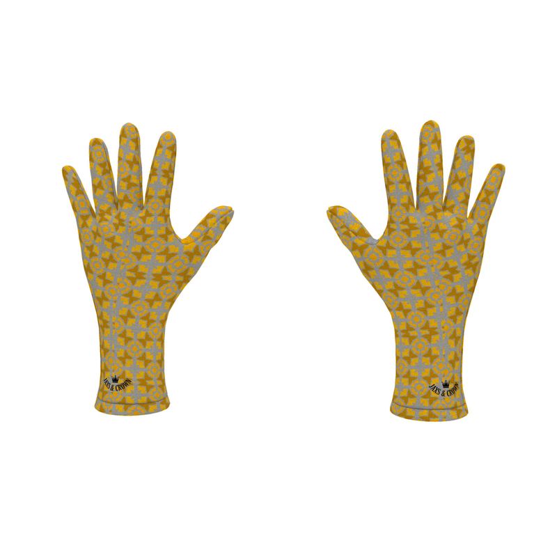 #174 JAXS N CROWN designer fleece gloves gold and gray