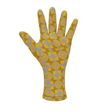 Load image into Gallery viewer, #174 JAXS N CROWN designer fleece gloves gold and gray
