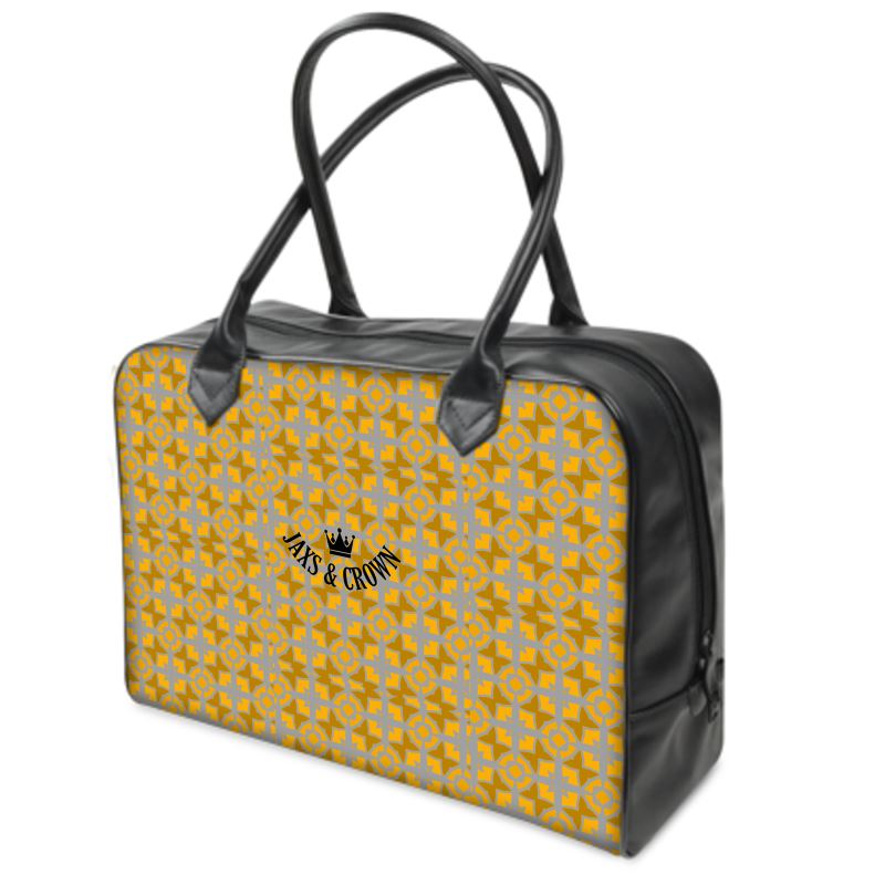 #174 JAXS N CROWN HOLDALLS gold and gray gold and gray print