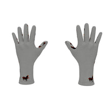 Load image into Gallery viewer, #501 cocknload Fleece Gloves gray with a rooster print
