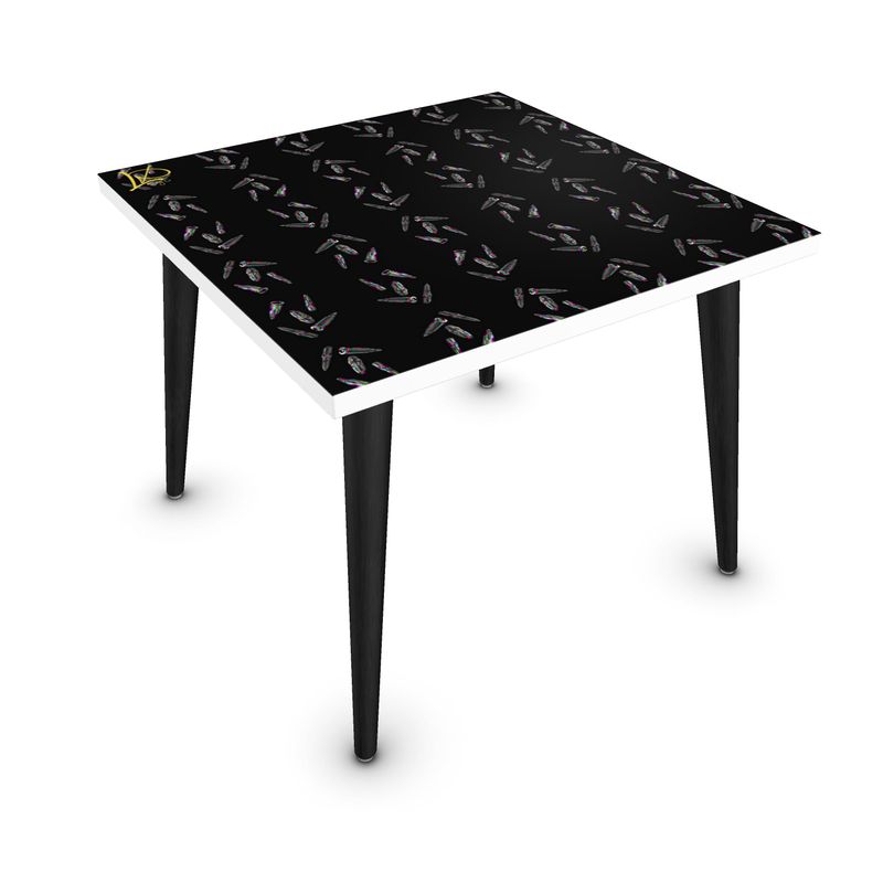 #605 LDCC MODERN table. Black with bullet print