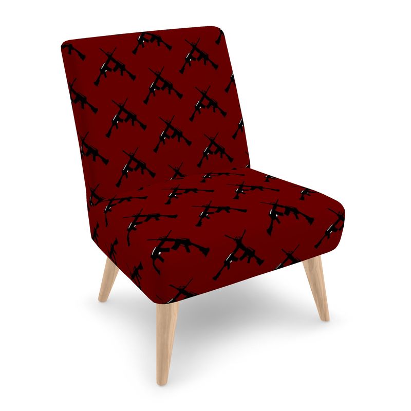 #606  CNL MODERN chair deep red/guns print