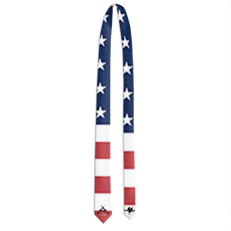 #411a cocknload Satin ties with USA flag and go and print