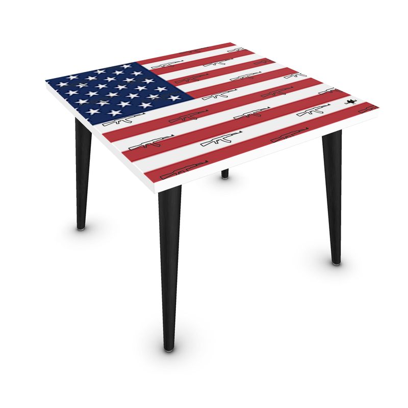 #511 cocknload coffee tables with USA flag /gun print