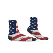 Load image into Gallery viewer, #511 cocknload socks with USA flag and gun print
