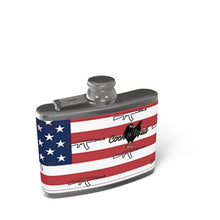 Load image into Gallery viewer, #411 cocknload leather wrapped hip flask usa print
