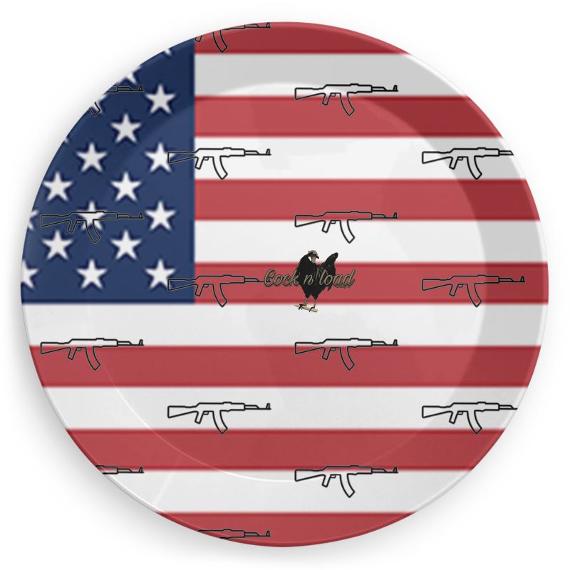 #411 cocknload party plates usa print