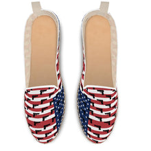 Load image into Gallery viewer, #411 cocknload loafer espadrilles gun and USA flag print
