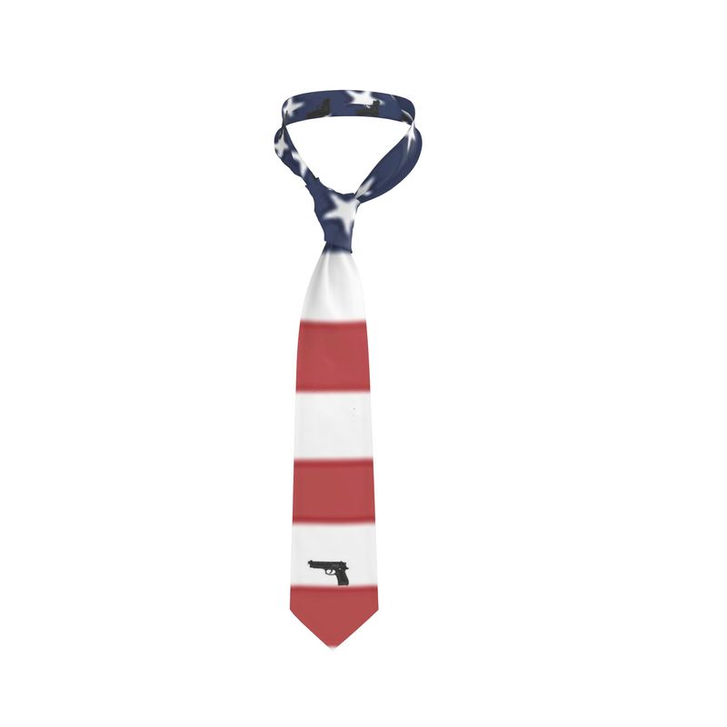 Handmade Silk Tie patriotic, print red, white and blue