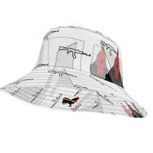 Load image into Gallery viewer, #422 cocknload Bucket Hat gun/rooster print
