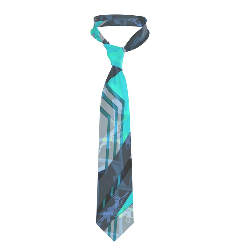#436 cocknload men’s handmade silk tie blue abstract
