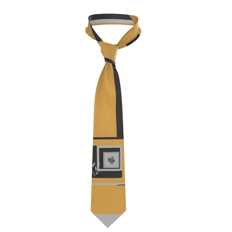 #450 cocknload Handmade Silk Necktie gold, and black