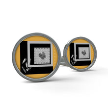 Load image into Gallery viewer, #450 cocknload Men’s Cufflinks black and gold
