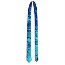 Load image into Gallery viewer, #458 cocknload Men’s Satin Tie blue abstract
