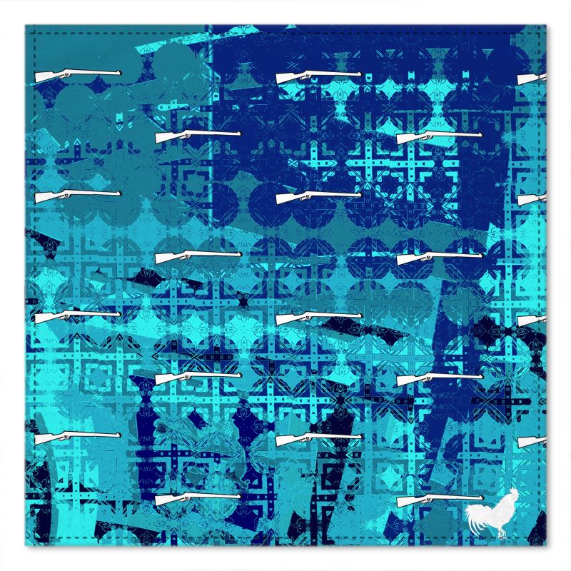 #458 cocknload Pocket Square blue pattern