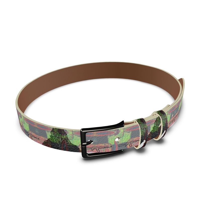 #515 Cocknload Leather Belt with rooster and gun print