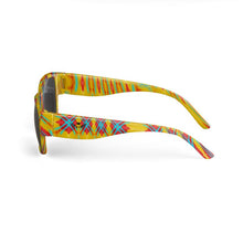Load image into Gallery viewer, JAXS N CROWN SUNGLASSES IN ABSTRACT YELLO/TEAL
